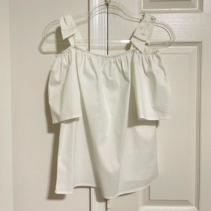 New York & Company White blouse off-the-shoulder (Used once)